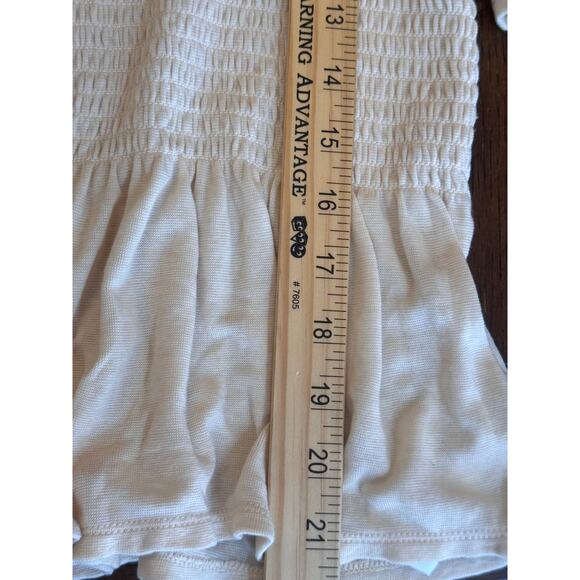 Soft Joie smocked peplum top Sz M beige/sand lyocell-wool blend, dolman - Picture 7 of 9